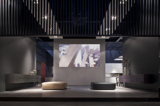 The entrance hall of the .elmar's pavillon at the Salone del Mobile 2014. Photo by Alessandra Bello