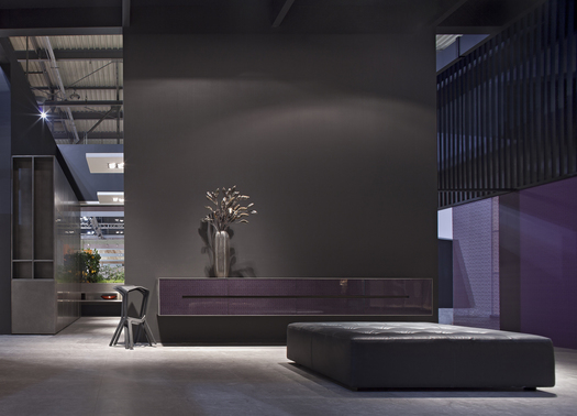 The entrance hall of the .elmar's pavillon at the Salone del Mobile 2014. Photo by Alessandra Bello